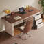 Bureau à 3 tiroirs brun noyer + blanc massif + bois manufacturé-1496532283-1496532281