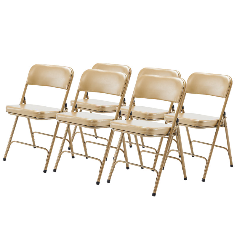 Ensemble de chaises pliantes empilables rembourrées en similicuir Manilo, Champagne