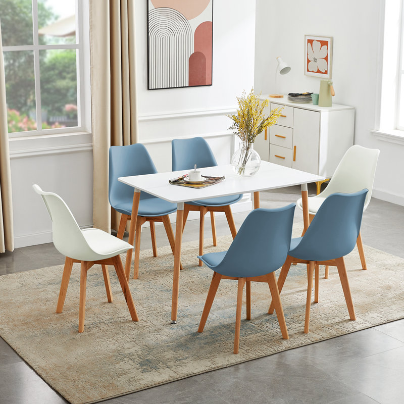 Nero Upholstered Dining Chair, Light Blue/White