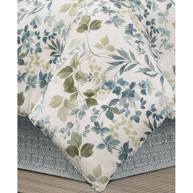 Evergreen 4Pc. Ensemble d'édredon, Feuille bleue, Édredon double et 3 pièces supplémentaires