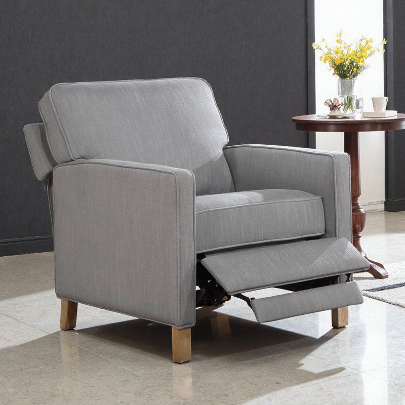 Fauteuil inclinable classique en bois massif avec dossier rembourré et moelleux