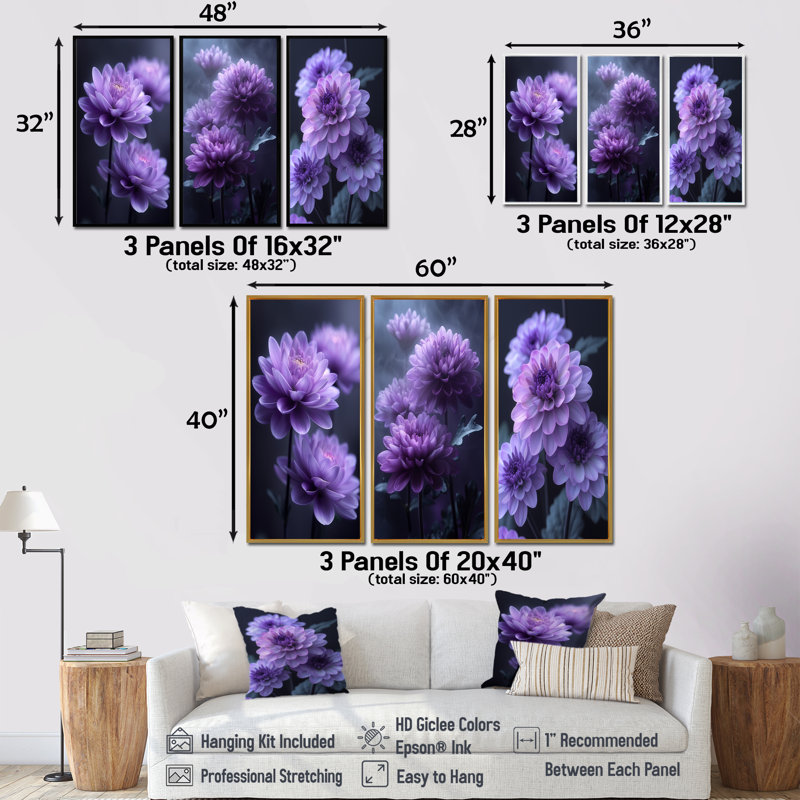 Emblème mauve et gris mauve - Collection d'impressions sur toile mamans, H 28 po x l 36 po, Blanc
