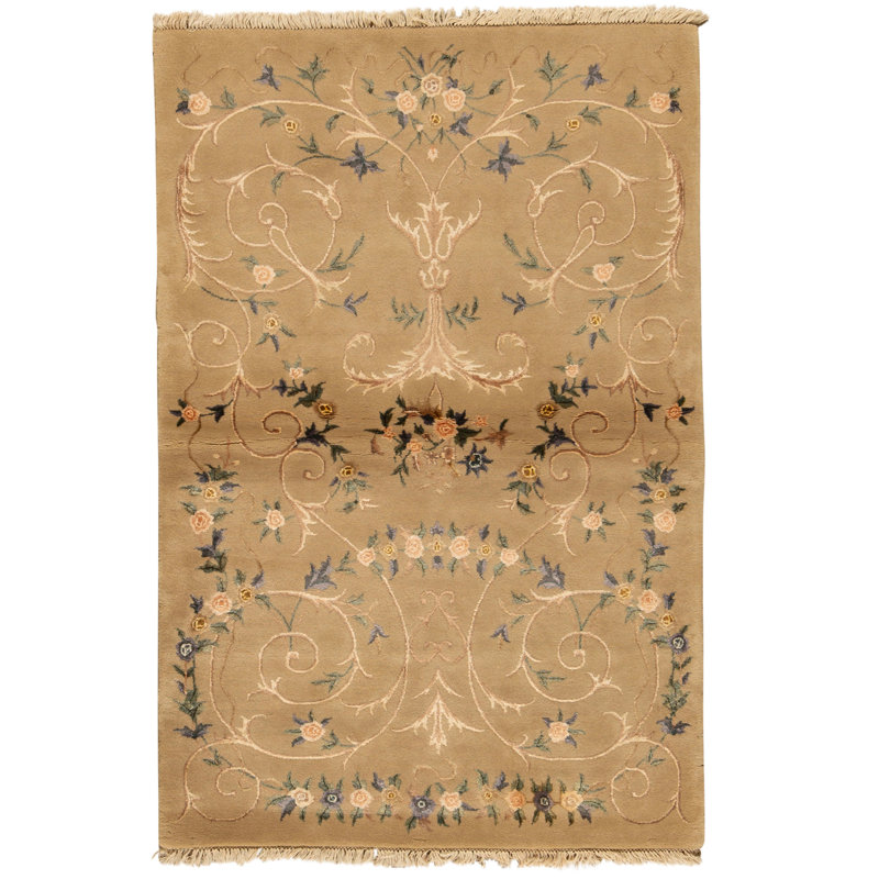 Tapis taupe noué à la main de haute qualité