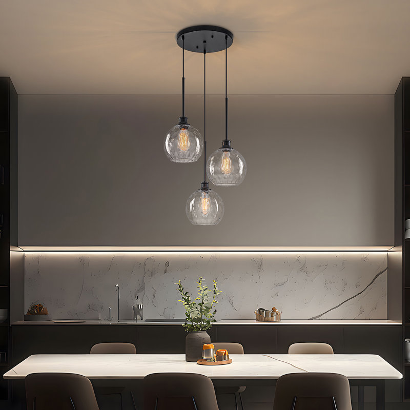 Concow 3 - Light Matte Black Cluster Pendant, Swirled