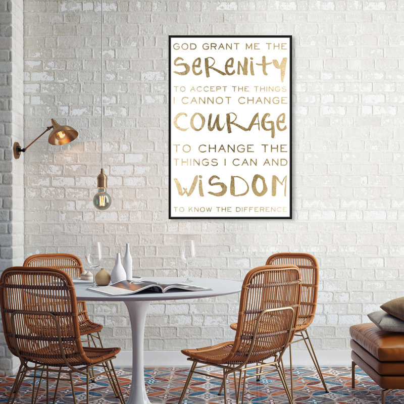Serenity " Serenity Prayer And Courage Motivation ", Black Framed, 37" H x 25" W