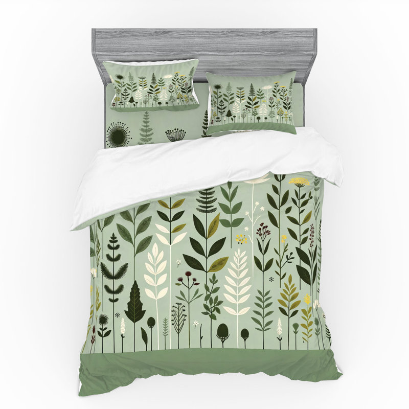 Ensemble de literie Ambesonne Monstera & fauve noix de coco vert pâle, Housse de couette très grand lit californien + 3