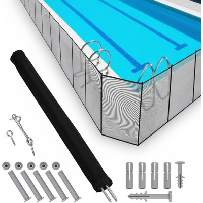 4x12FT Pool Safety Fence. 320GSM  Mesh Barrier. Stainless Steel Frame. Removable DIY Pool Fence for Inground & Above Ground Pools. Decks. Gardens