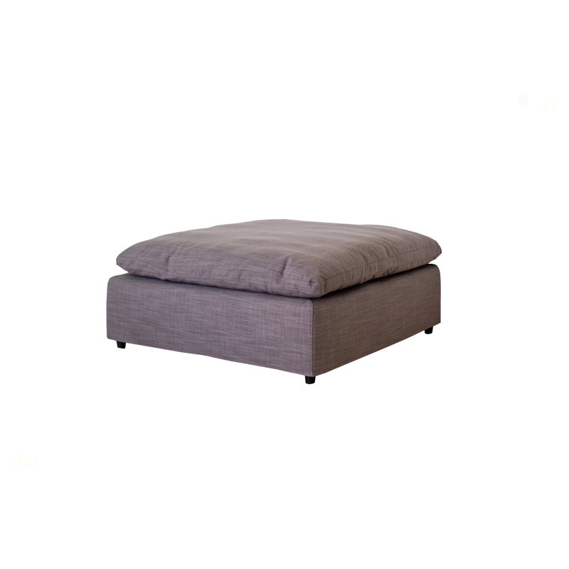 Repose-pieds moderne de petite taille de 17 po avec repose-pieds rembourré en tissu de première qualité avec coussin de siège moelleux, gris
