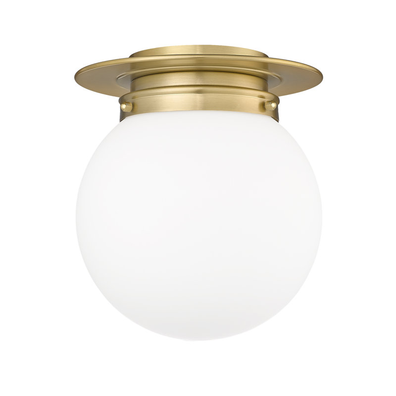 Plafonnier encastré en verre Torres, Laiton héritage, H 10,5 po x l 9 po x P 9 po