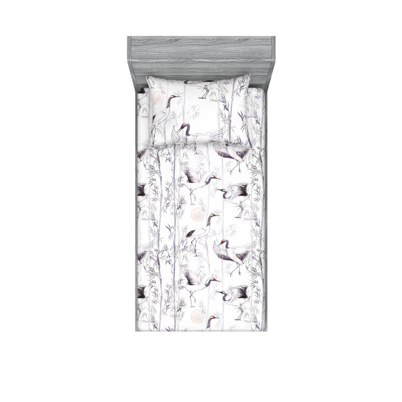 Drap-housse et taies décoratives 3 pièces Ambesonne, Aubergine pâle, blanc / floral