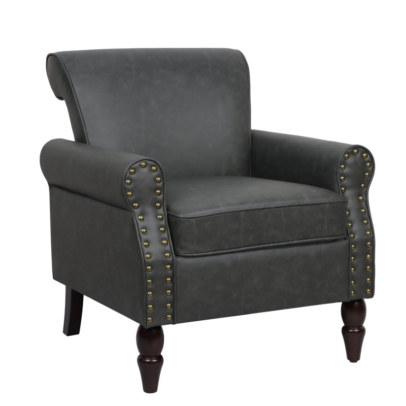 Arian 76Cm Wide Armchair, Black Faux Leather