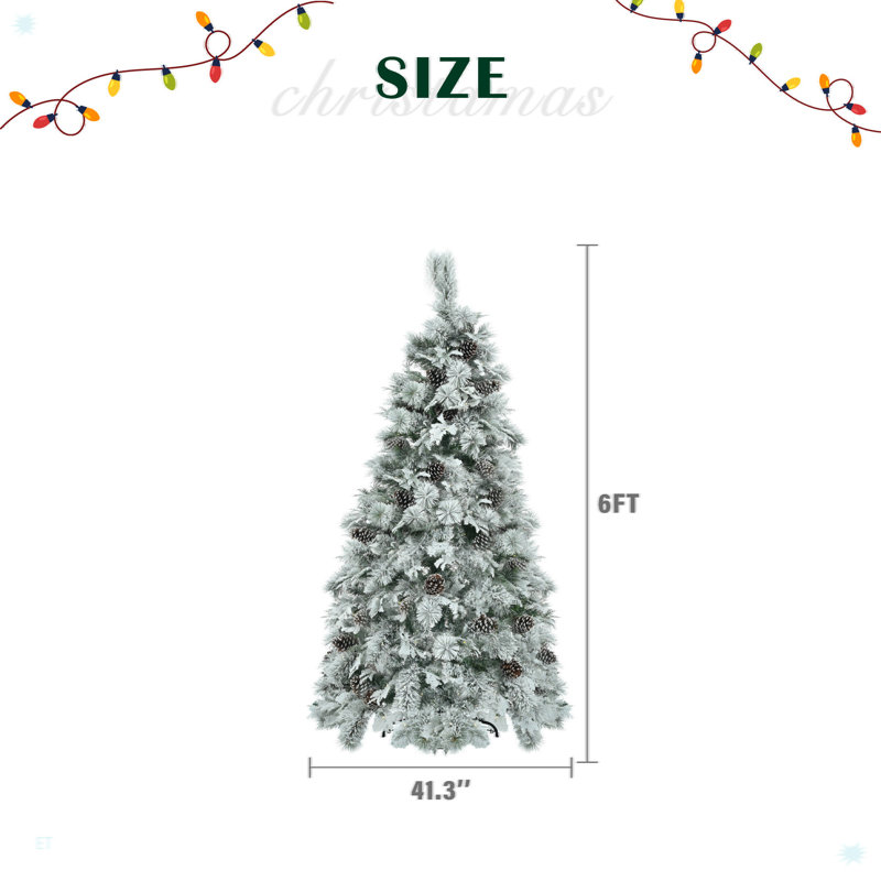 Arbre de Noël pré-éclairé enneigé, 6'
