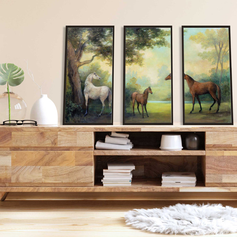 Near the Pasture - 3 pièces, reproduction encadrée sur toile, H 41,5 po x l 64,5 po x P 2 po