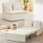 Canapé-lit convertible en velours côtelé beige, 3 positions, idéal pour les petits espaces.-1720943007