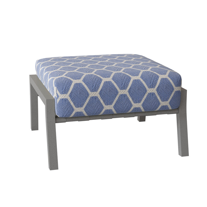 Cortland Outdoor Ottoman, Pewter Finish, Sesame