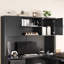 Bureau d'ordinateur en L 71 po avec huche et 3 tiroirs, bureau d'ordinateur Tambour en bois avec tiroir classeur et station de charge-171352241