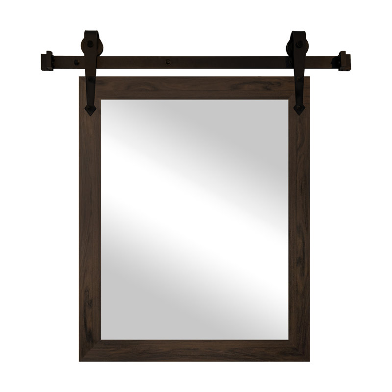 Lynd Engineered Wood Flat Mirror, 33" H x 27" W, Black Walnut