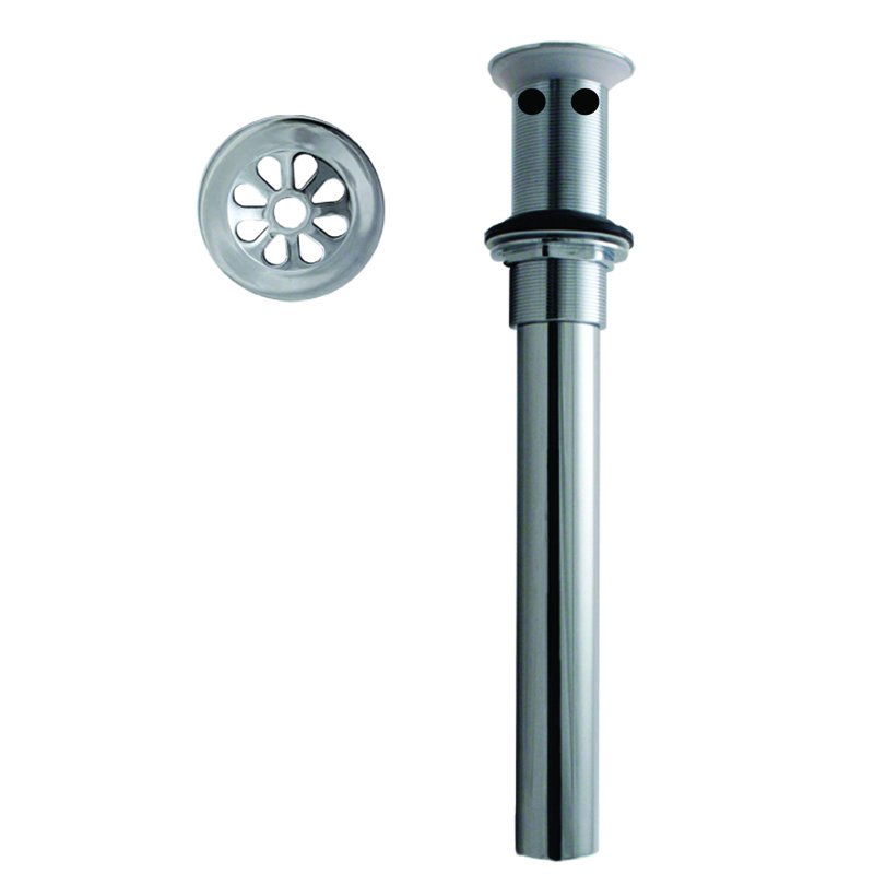 High-Flow Grid 1.25" Grid Bathroom Sink Drain without Overflow, Polished Chrome, 2-hole Overflow