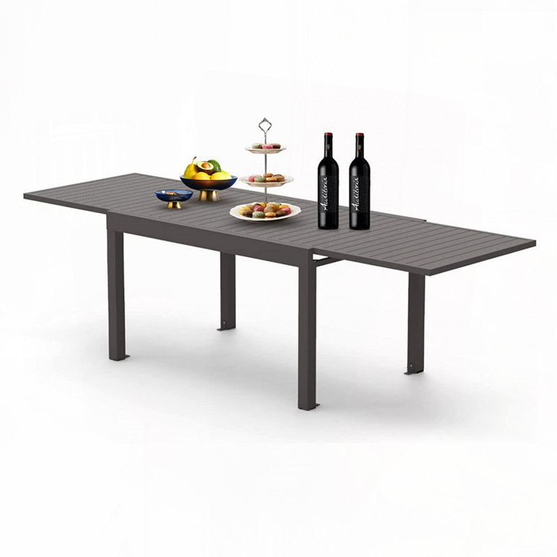 Outdoor Extendable Dining Table, 29.5" H x 35.5" W x 106.25" D, Black