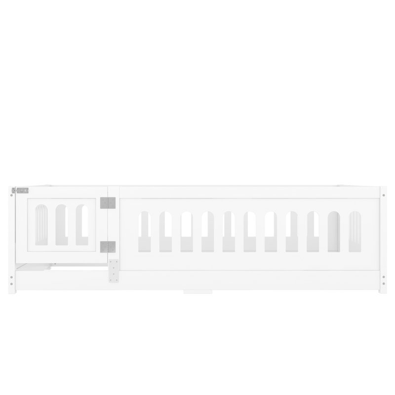 Floor Bed with Heightened Safety Guardrails and Door, Full / Double