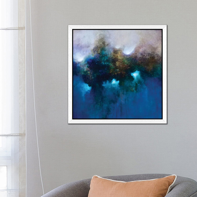 Blue Waters by Dean Crouser - Painting on Canvas, 66.04 cm H x 66.04 cm W, White Framed