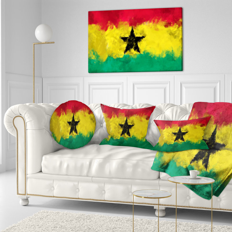 Ghana Flag - Maps & Flags Printed Throw Pillow