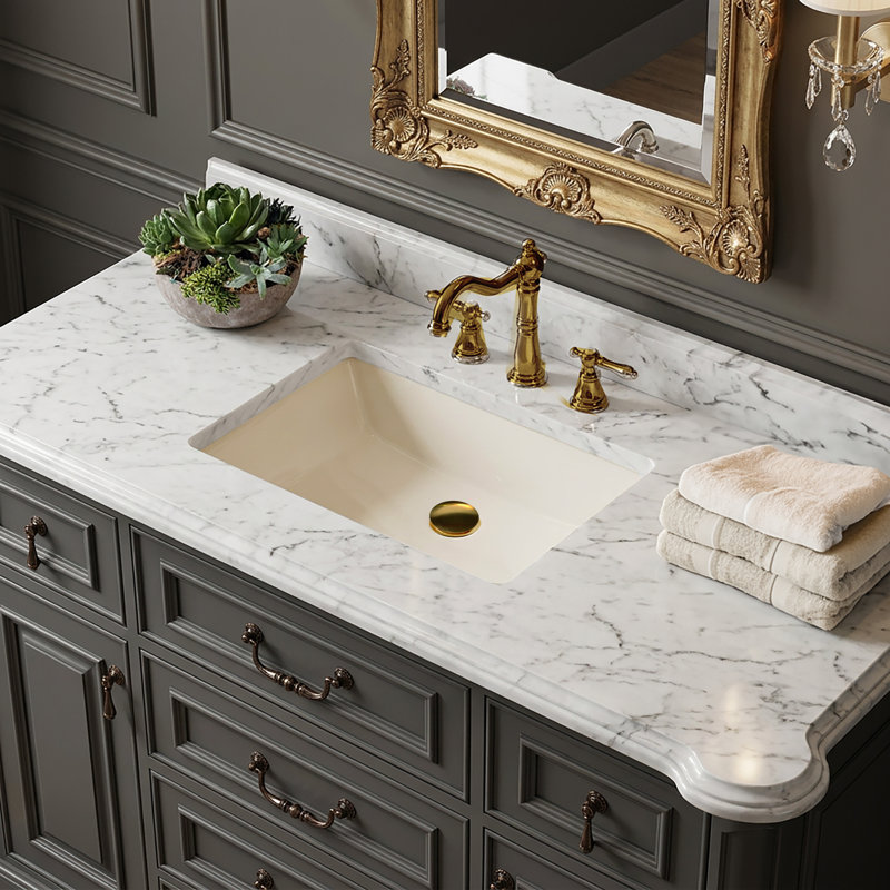 Nantucket Sinks Great Point 13.75 " Vitreous China Rectangular Bathroom Sink and Overflow Hole, Bisque