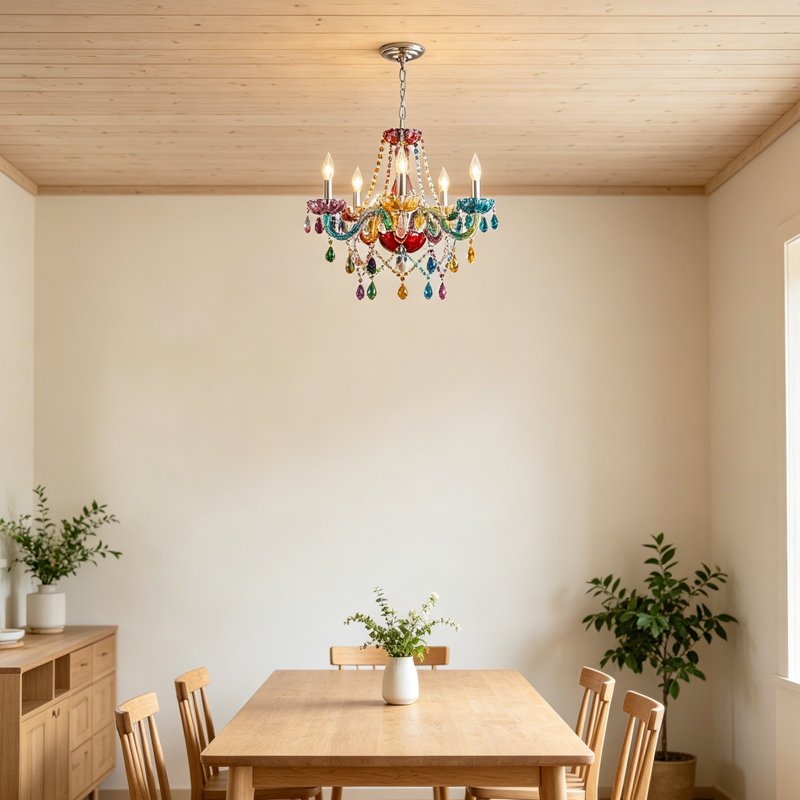 Luminaire suspendu en cristal 5 lumières K9, Multi-couleur