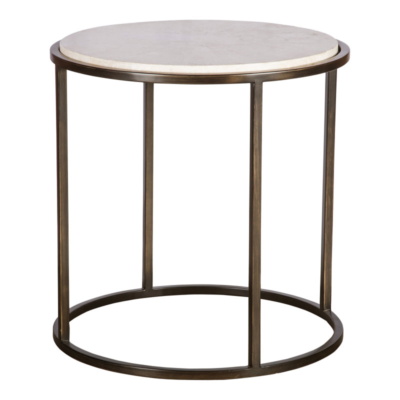 Make it Yours Round End Table, White Agate/Aged Bronze