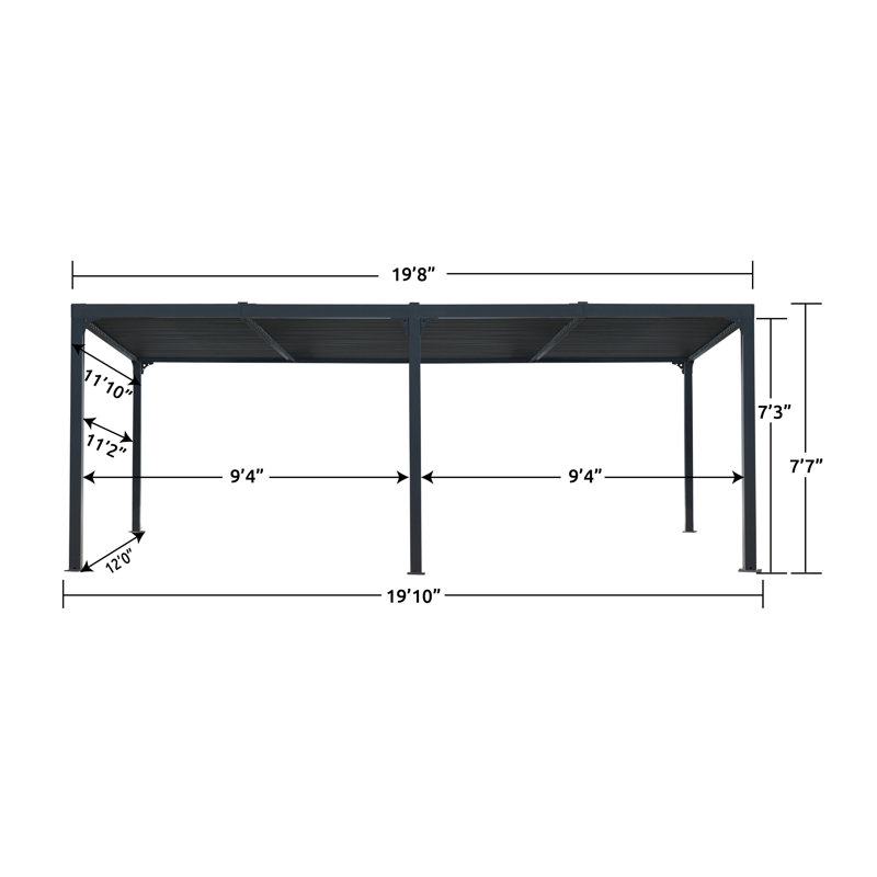 Pergola en aluminium Novara, Cette toile d'ombrage triangulaire de 12 pi l 8 pi