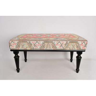 Pink Bench, Blue Bench, Ottoman Bench, Pink Floral Bench, Turkish Rug Bench, Floral Bench, Home Decor, Modern Bench, Living Room Decor, by Dakota Fields