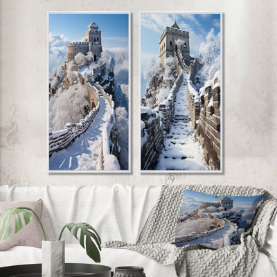 «Great Wall Of China Winter Landscape I», ensemble de 2 reproductions d'art mural chinois