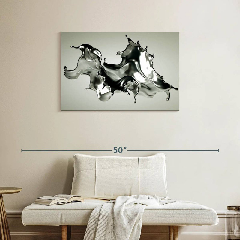 Avery Abstract Silver, 24" H x 36" W