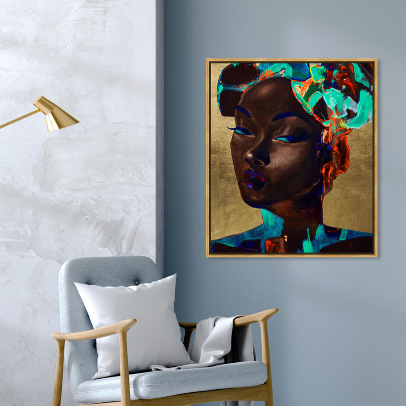 Queen of Neon - Impression sur toile, H 24 po x l 20 po, Cadre flottant doré