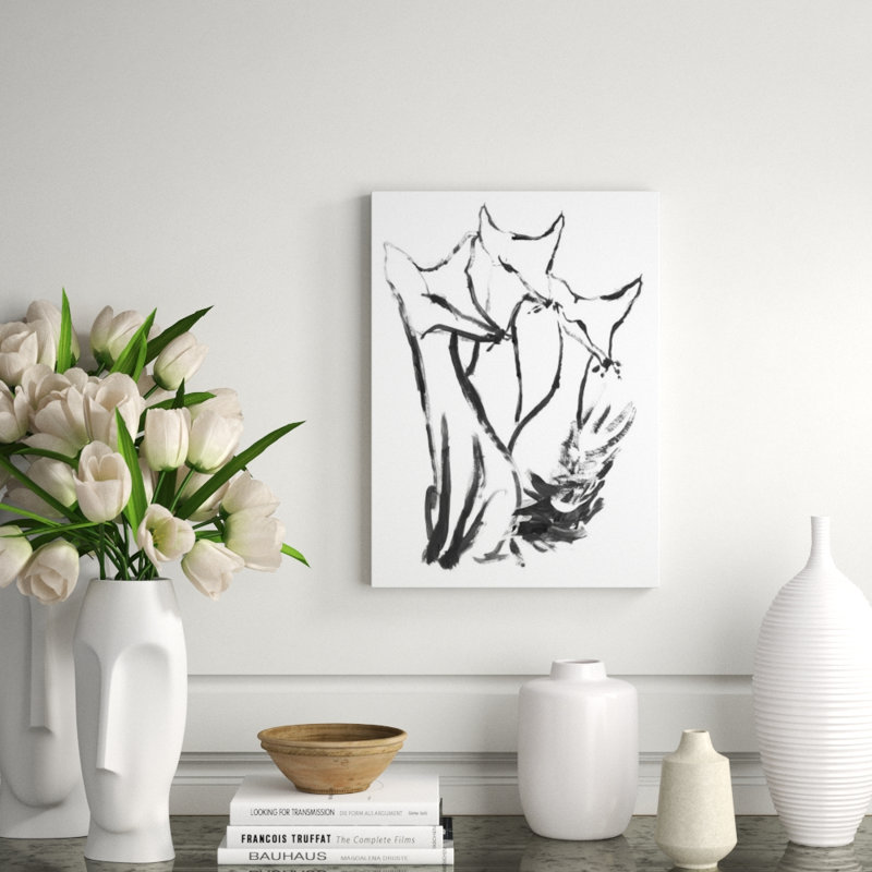 Leaning Fox III Painting by Fern Cassidy, Image Brush Gel, 22" H x 16" W x 1.5" D