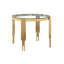 Table de salle à manger 38,6 "avec verre trempé et pieds dorés, style moderne pour un style poli