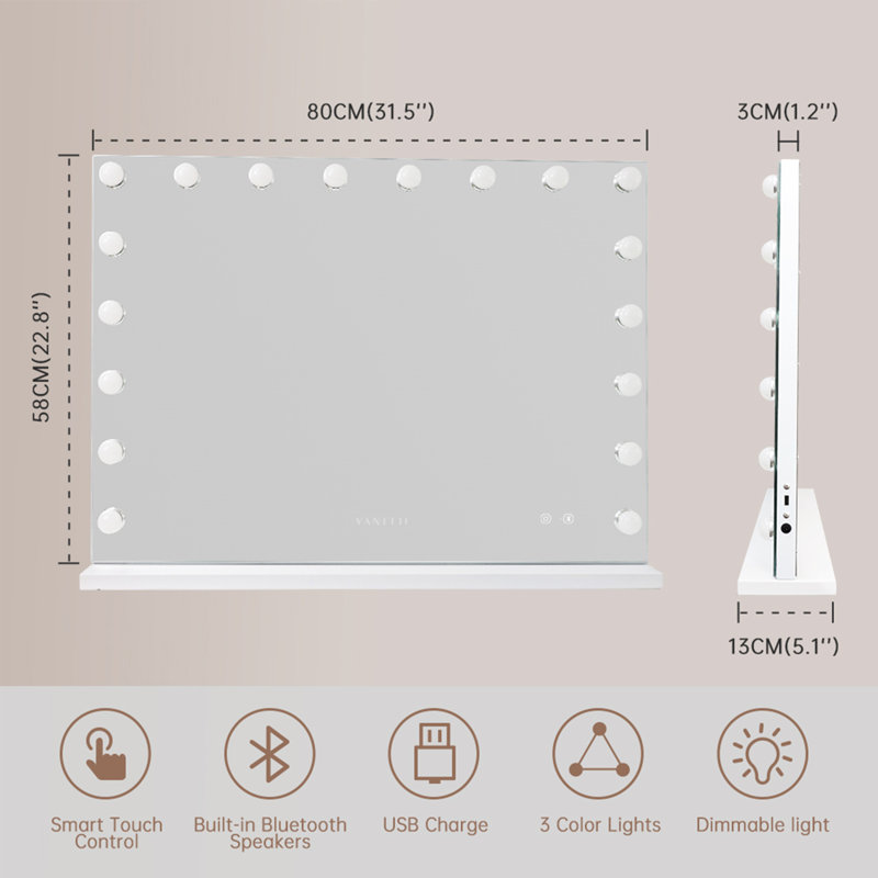 Rectangle Bluetooth LED Metal Mirror