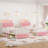 Crown-Style Upholstered Metal Canopy Storage Bed With LED Light,Charging Port-770745439-770745442