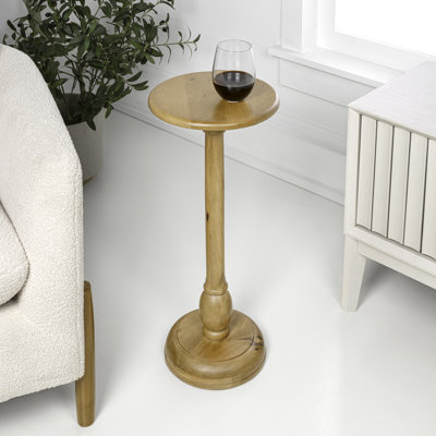Table à boissons Leopold 24,5 po traditionnelle en bois de manguier massif, table de martini tourné brun naturel pour le salon