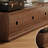 Oak TV Stand with Flip-Down Cabinets-2037101544