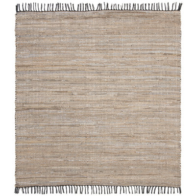 Tapis en cuir tissé à la main, en jute et en coton Marty Vintage