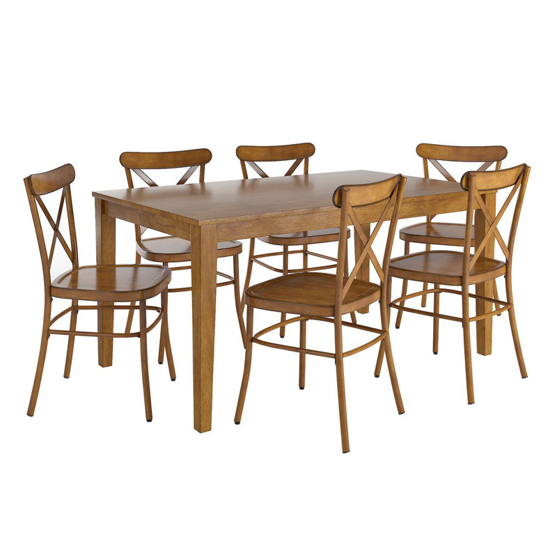 Aliha 6 - Person Solid Wood Top Four Leg Dining Set, Oak