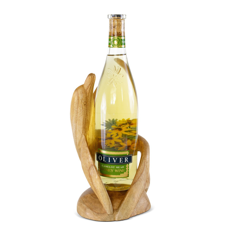 Grosvenor 1 Bottle Solid Wood Tabletop Wine Bottle Rack in Brown