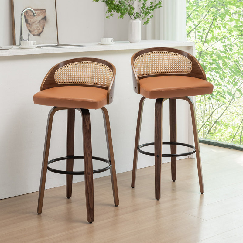 Leeana Swivel Bar Stool, Bar Stool (76.2cm Seat Height), Orange