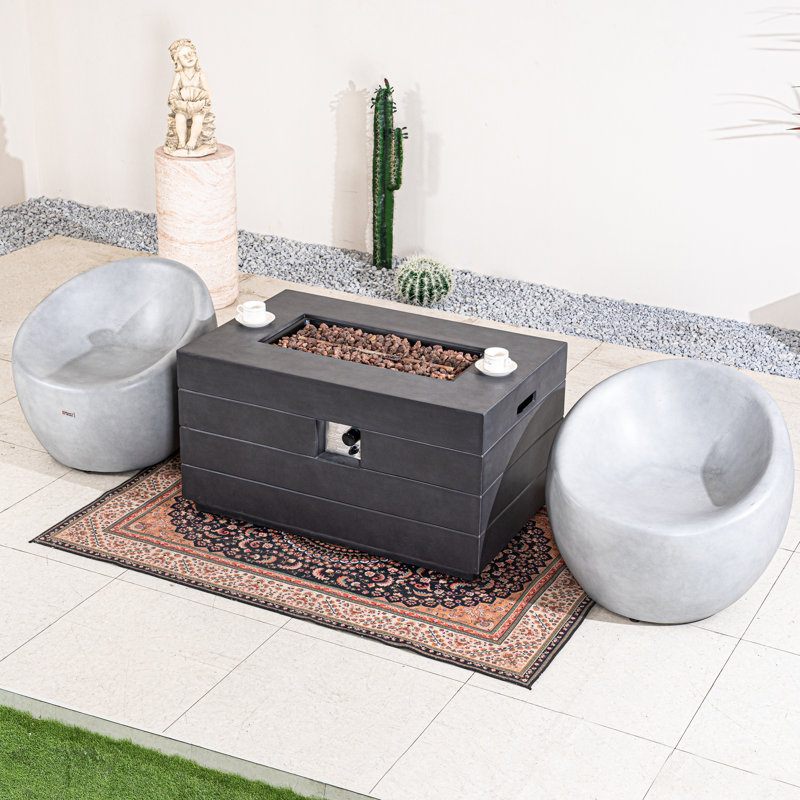 Ensemble de foyer d'extérieur en bois 2 personnes avec chaises longues et table multifonctionnelle - Ensemble de conversation d'extérieur rustique