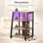 Meuble audio-vidéo à 4 niveaux avec prises de courant, supports stéréo avec lumières à DEL, roulettes et tablette de rangement réglable pour tourne-disque, console média roulante, meuble audio-vidéo, 35 po, noir