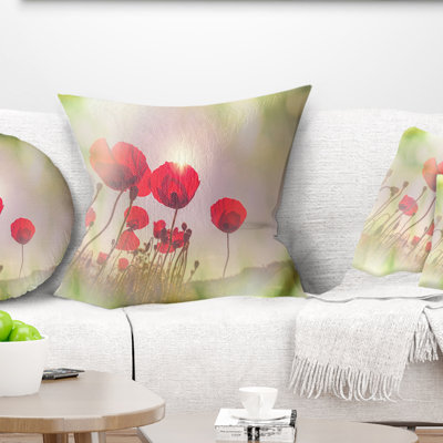 Wild Red Poppy Flowers - Floral Printed Pillow