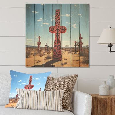 Psychedelic Mexican Statue II - Fruits On Wood Print