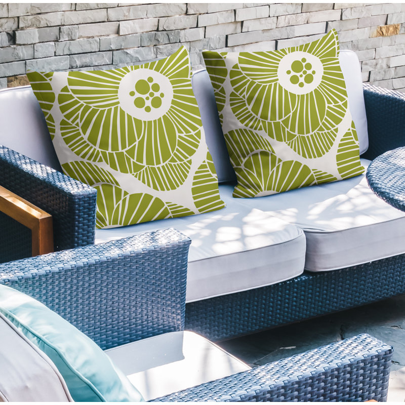 Housse et insert de coussin décoratif intérieur / extérieur en mélange de polyester, L 17 po x H 17 po, Chartreuse