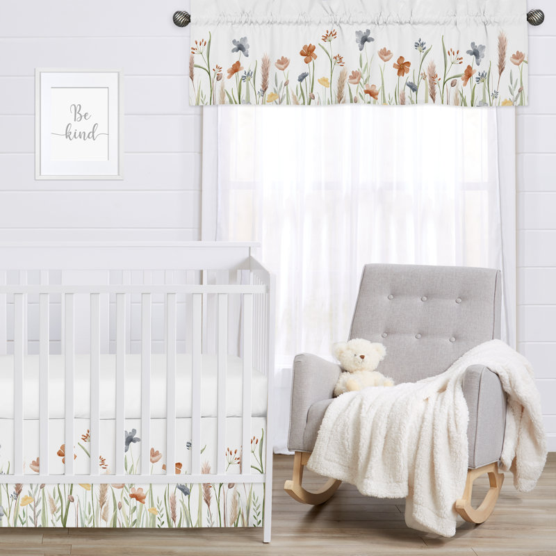 Sage Green Watercolor Floral Garden 54" Window Valance